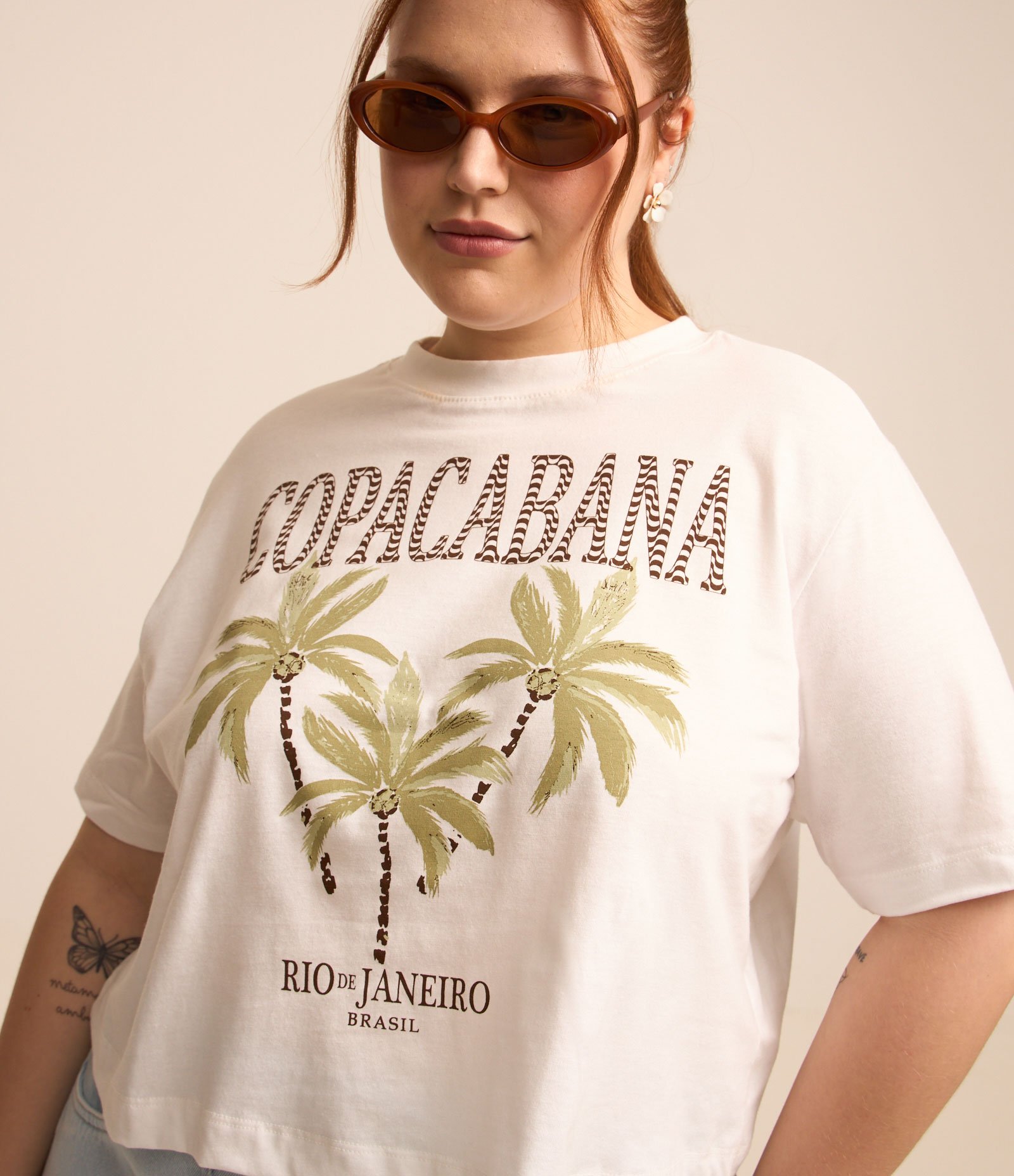 Blusa em Algodão com Estampa Copacabana Curve & Plus Size Branco 4