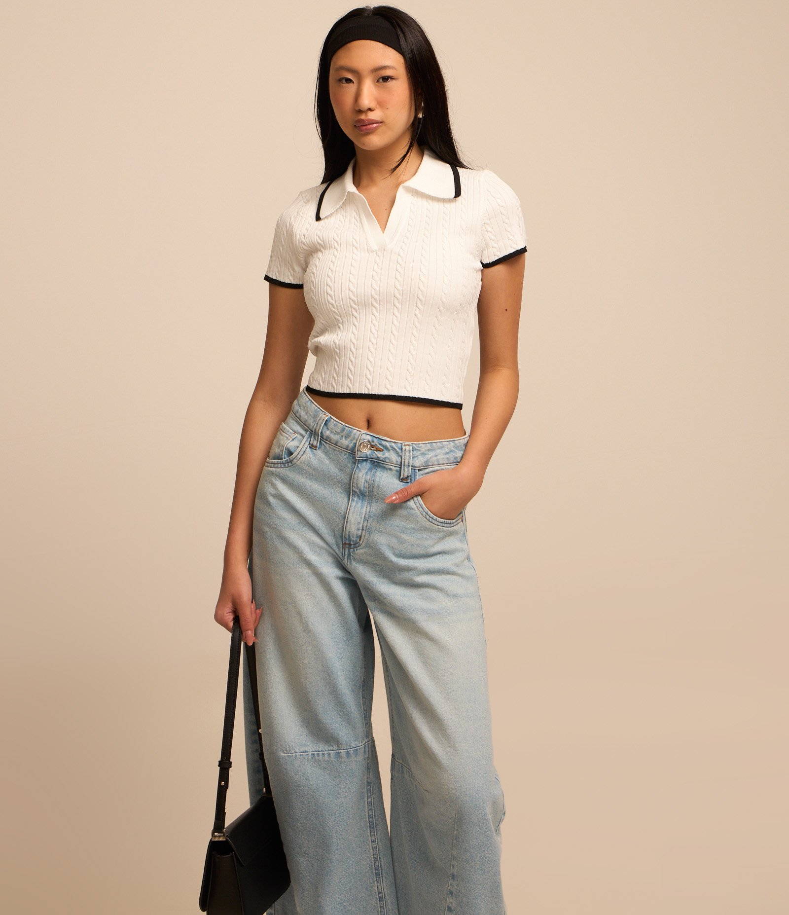 Calça Barrel em Jeans com Recortes Azul 2