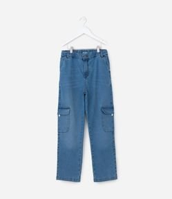 Calça Infantil em Jeans com Bolsinhos Cargo - Tam 5 a 14 Anos