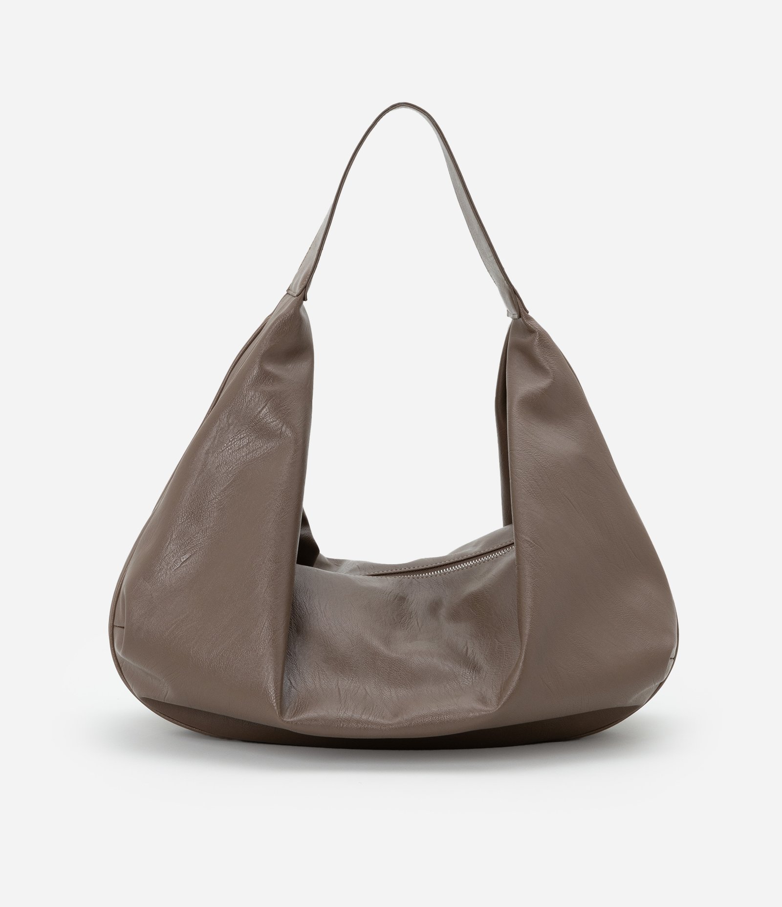 Bolsa Hobo Desestruturada Grande em PU Marrom 2 Bolsa Hobo Desestruturada G