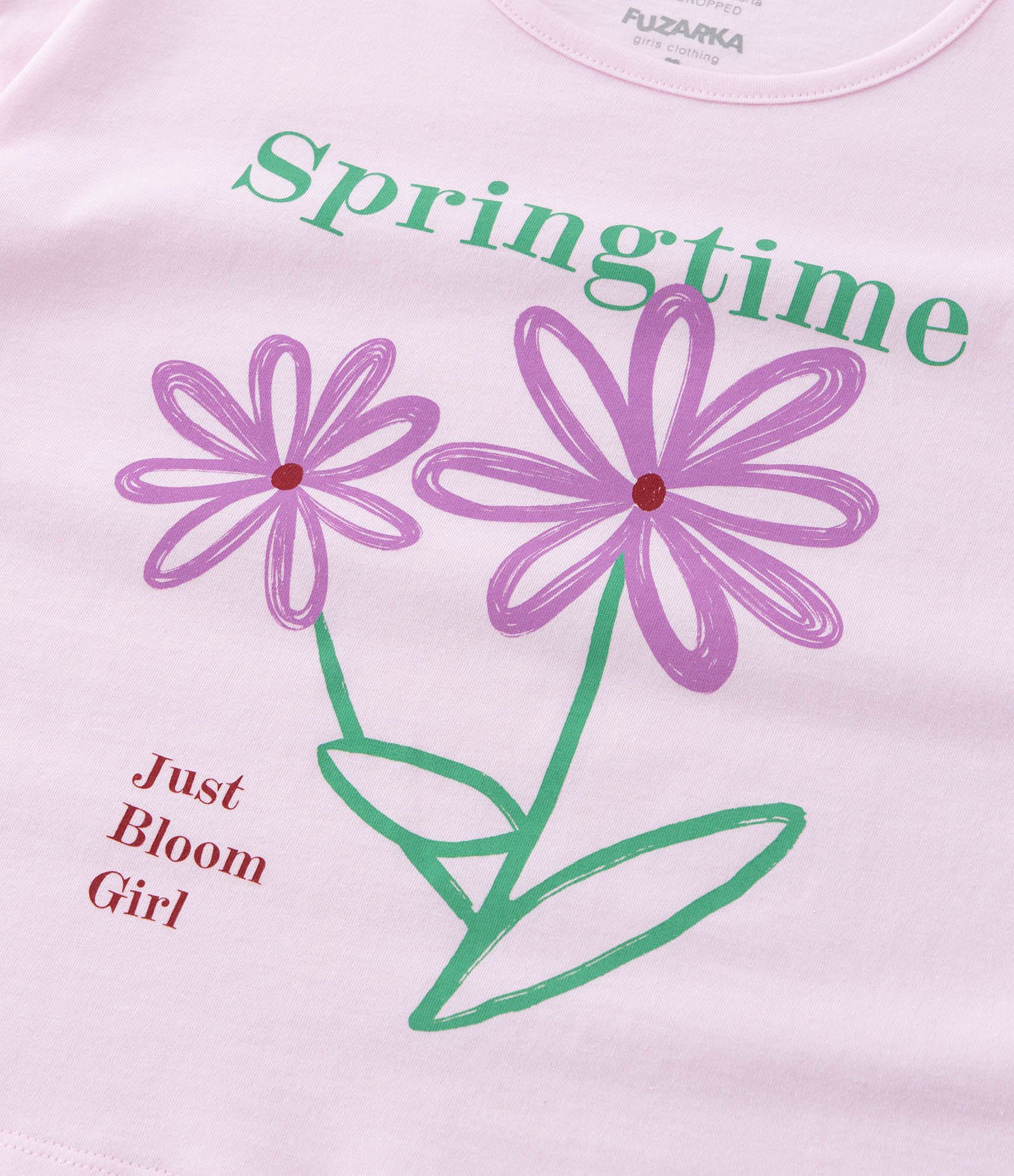 Camiseta Cropped Infantil com Estampa Flores - Tam  5 a 14 Anos Rosa 3