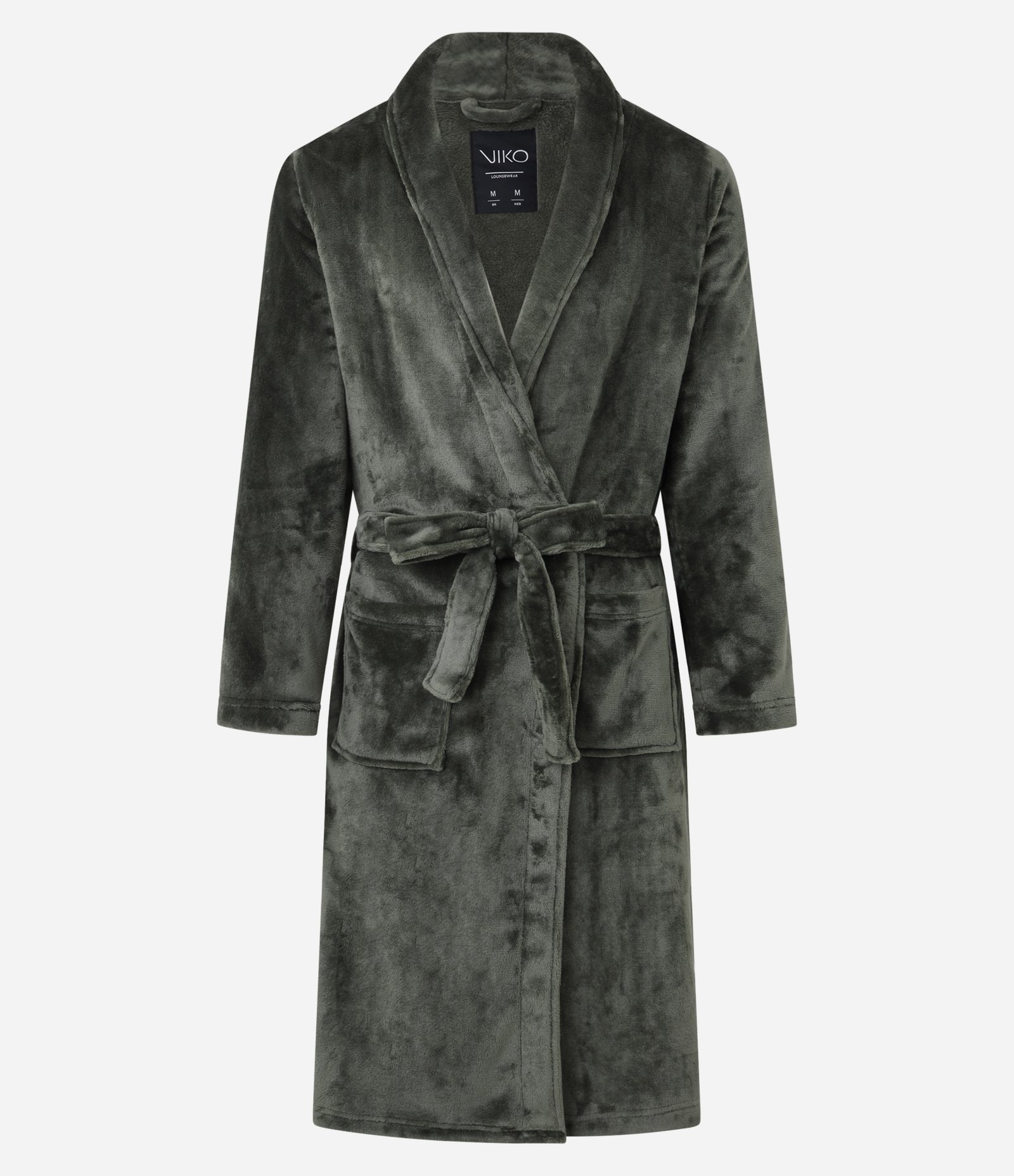 Roupão em Fleece com Amarração e Bolsos Verde Acinzentado 4