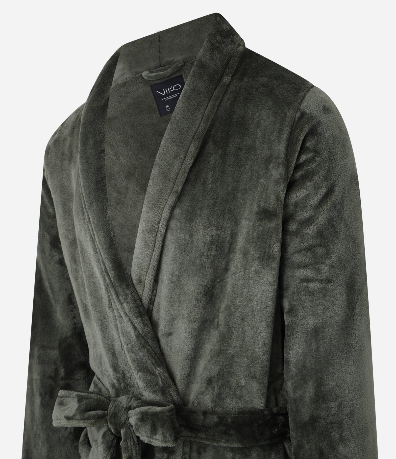 Roupão em Fleece com Amarração e Bolsos Verde Acinzentado 5