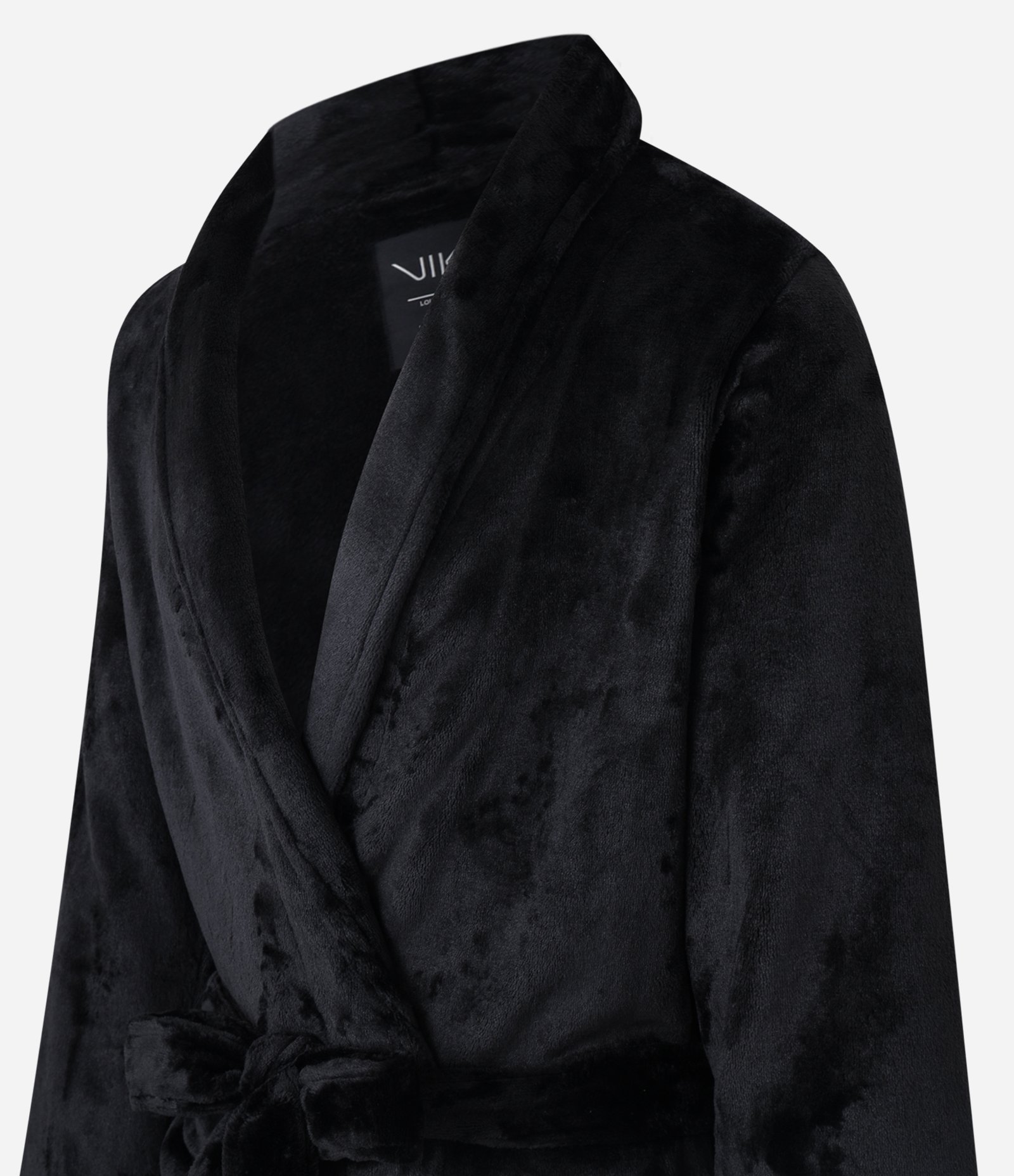 Roupão em Fleece com Amarração e Bolsos Preto 6