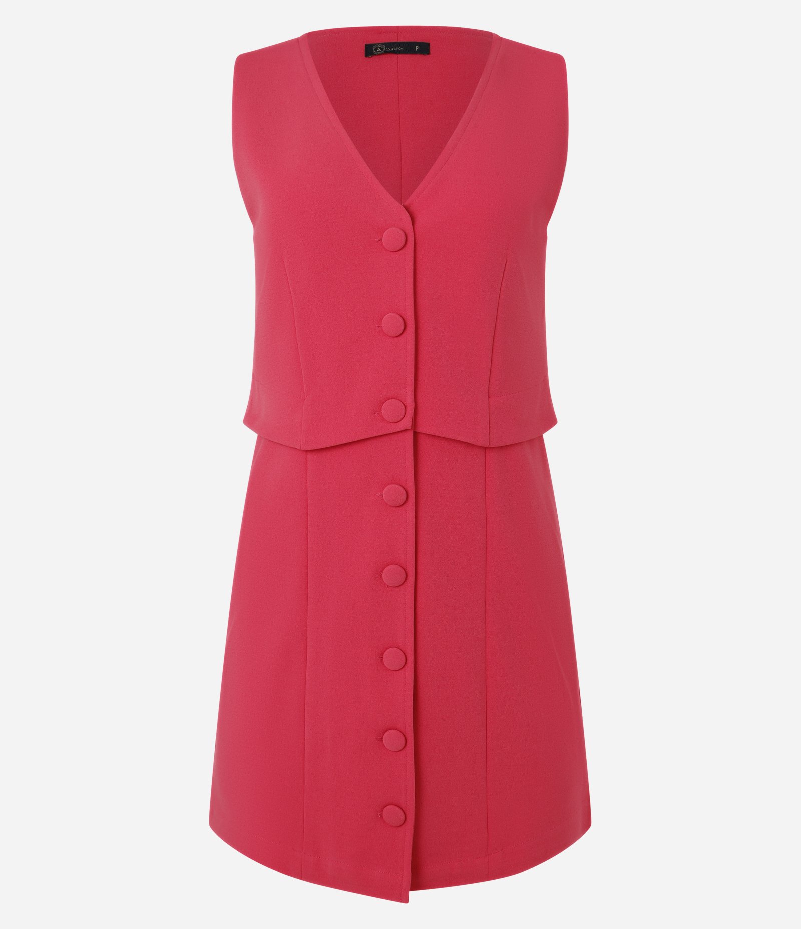 Vestido Curto em Crepe Decote V e Recorte na Cintura Vermelho 5