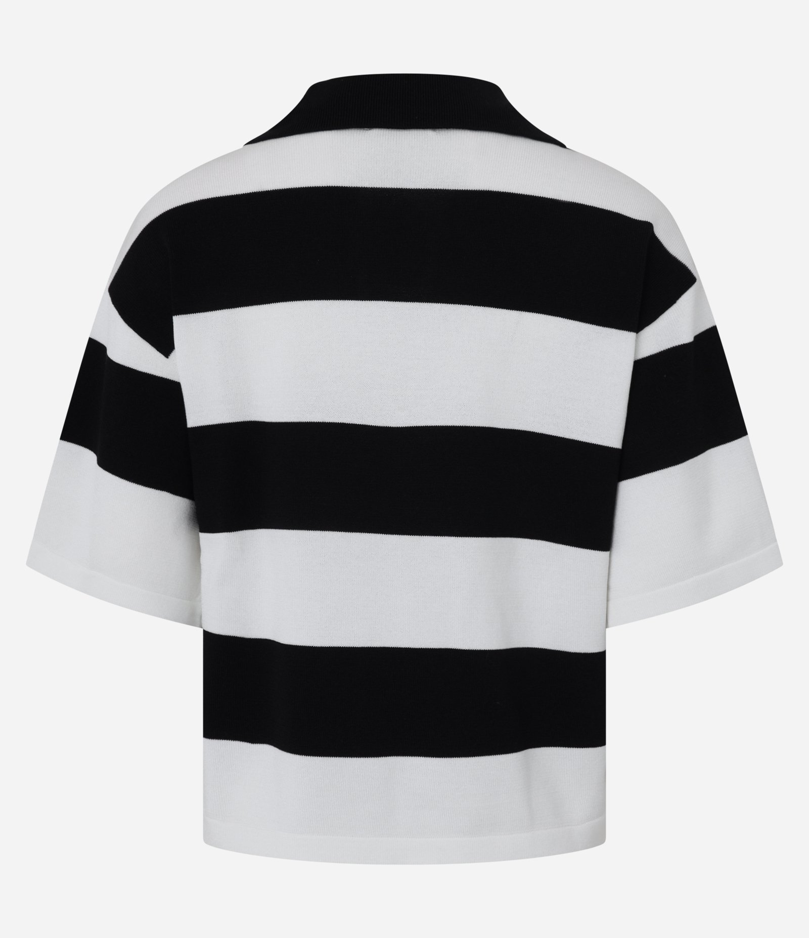 Blusa Listrada em Tricô com Gola Polo Preto/Branco 6