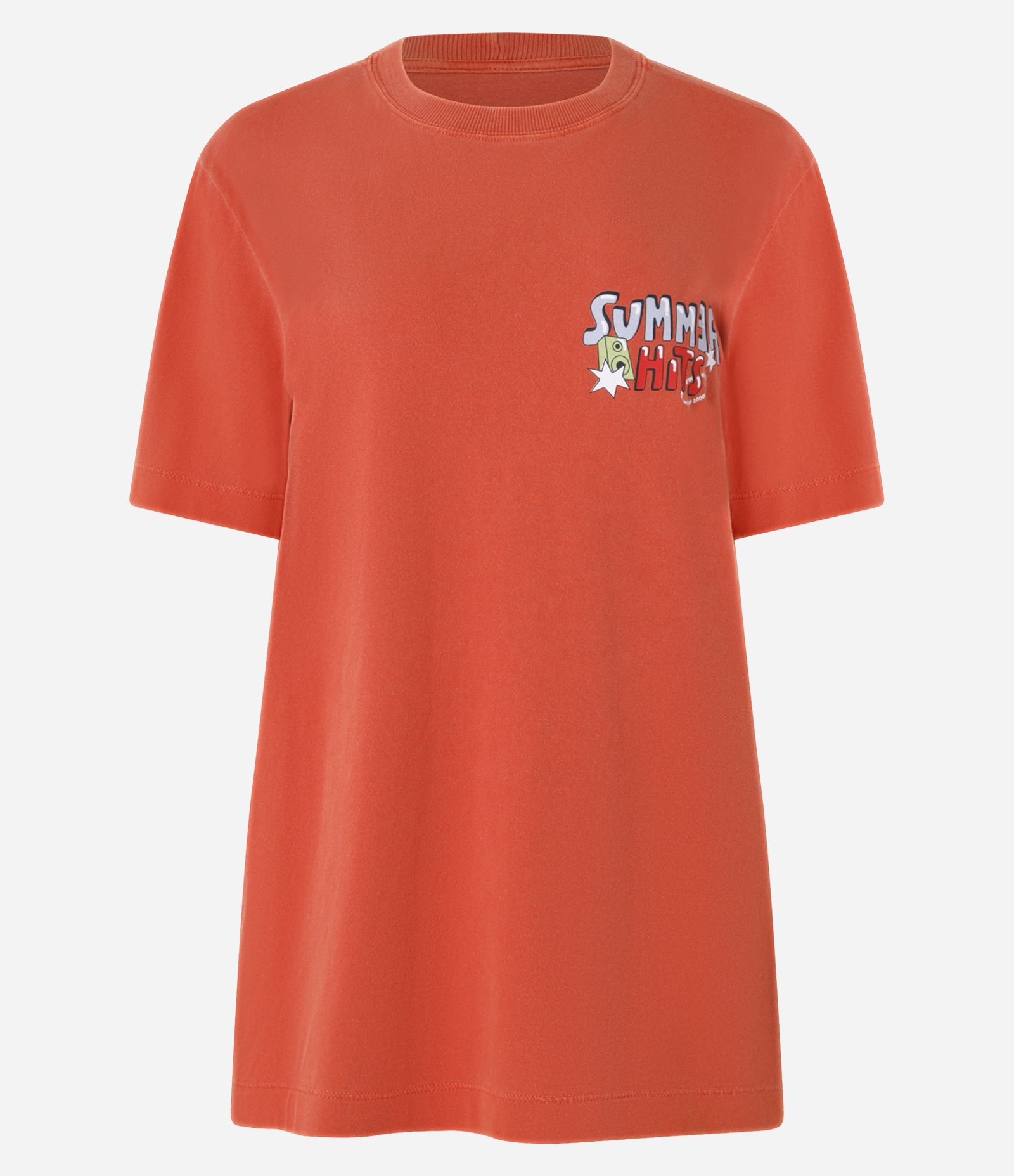 Camiseta Alongada em Algodão com Estampa Summer Hits Festival Laranja 7