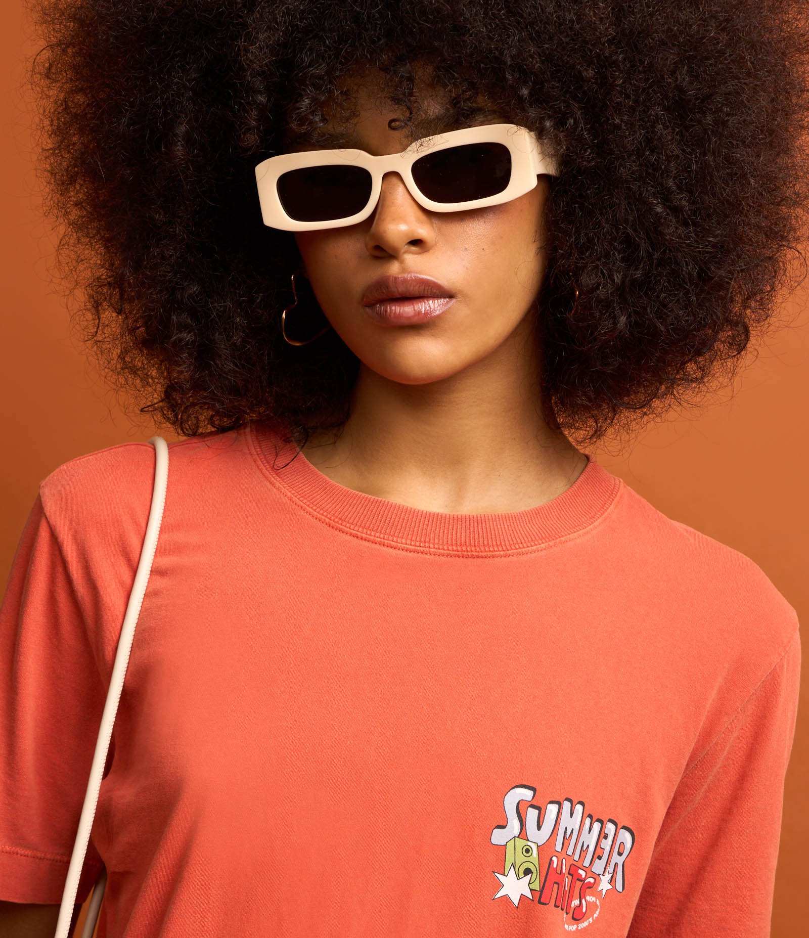 Camiseta Alongada em Algodão com Estampa Summer Hits Festival Laranja 6