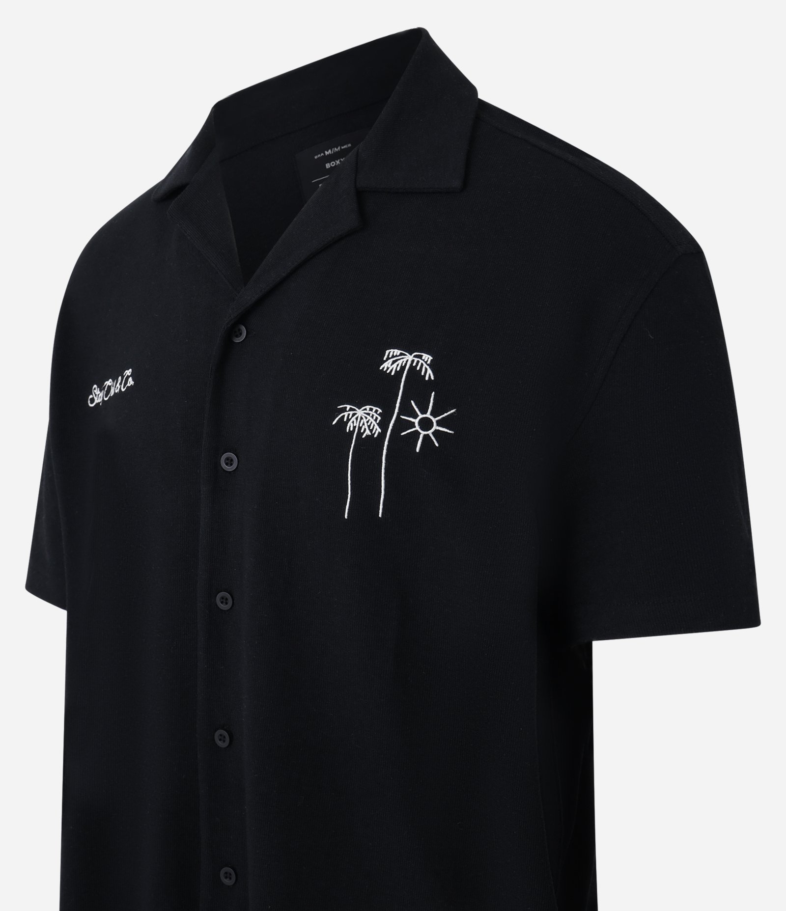 Camisa Boxy em Jacquard com Estampa Bordada Coqueiros Preto 7