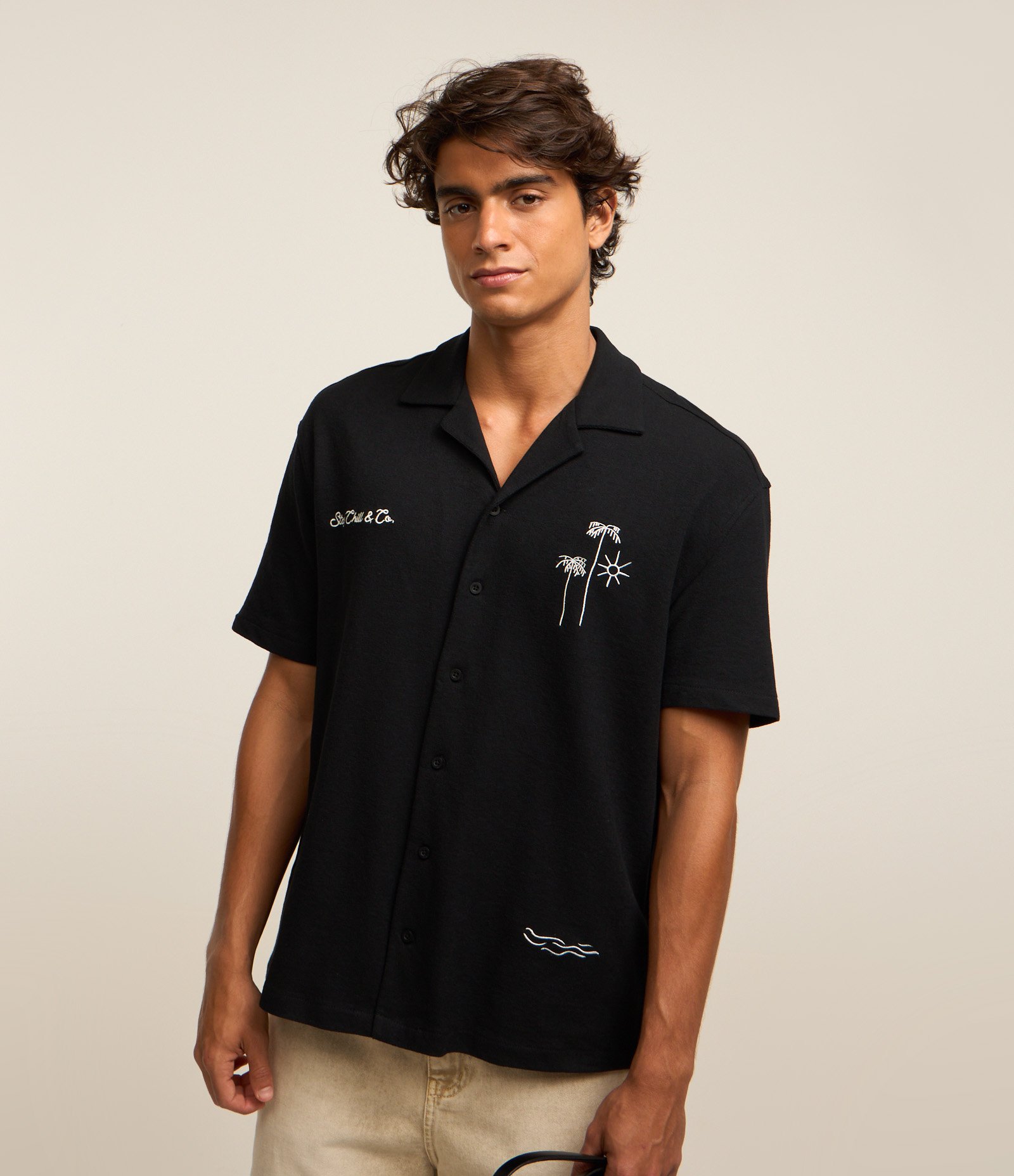 Camisa boxy em jacquard