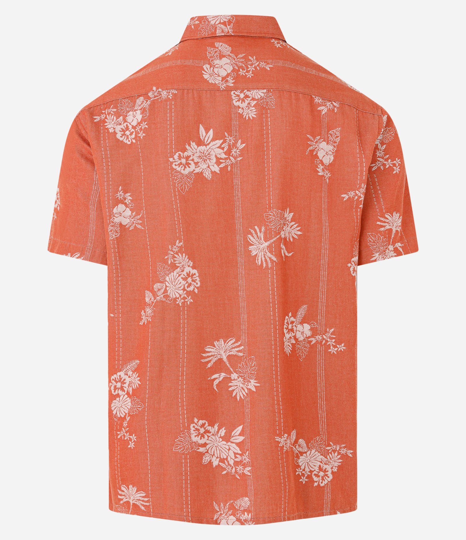 Camisa Relaxed em Jacquard com Estampa Floral Vermelho Alaranjado 5