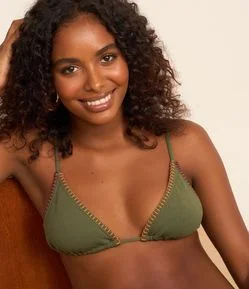 Biquíni Top Cortininha em Microfibra com Costura Colorida