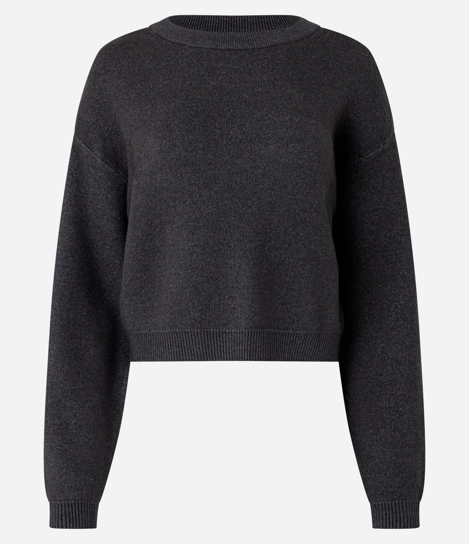 Suetér Curto em Tricô com Cava Deslocada Cinza 4