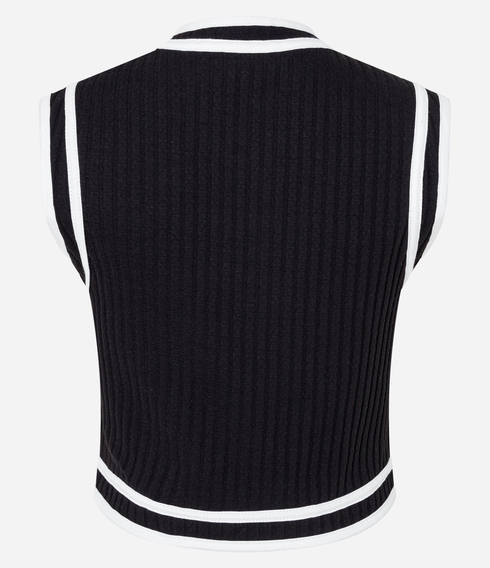 Blusa Sem Manga com Abotoamento Frontal e Textura Canelada Preto 7