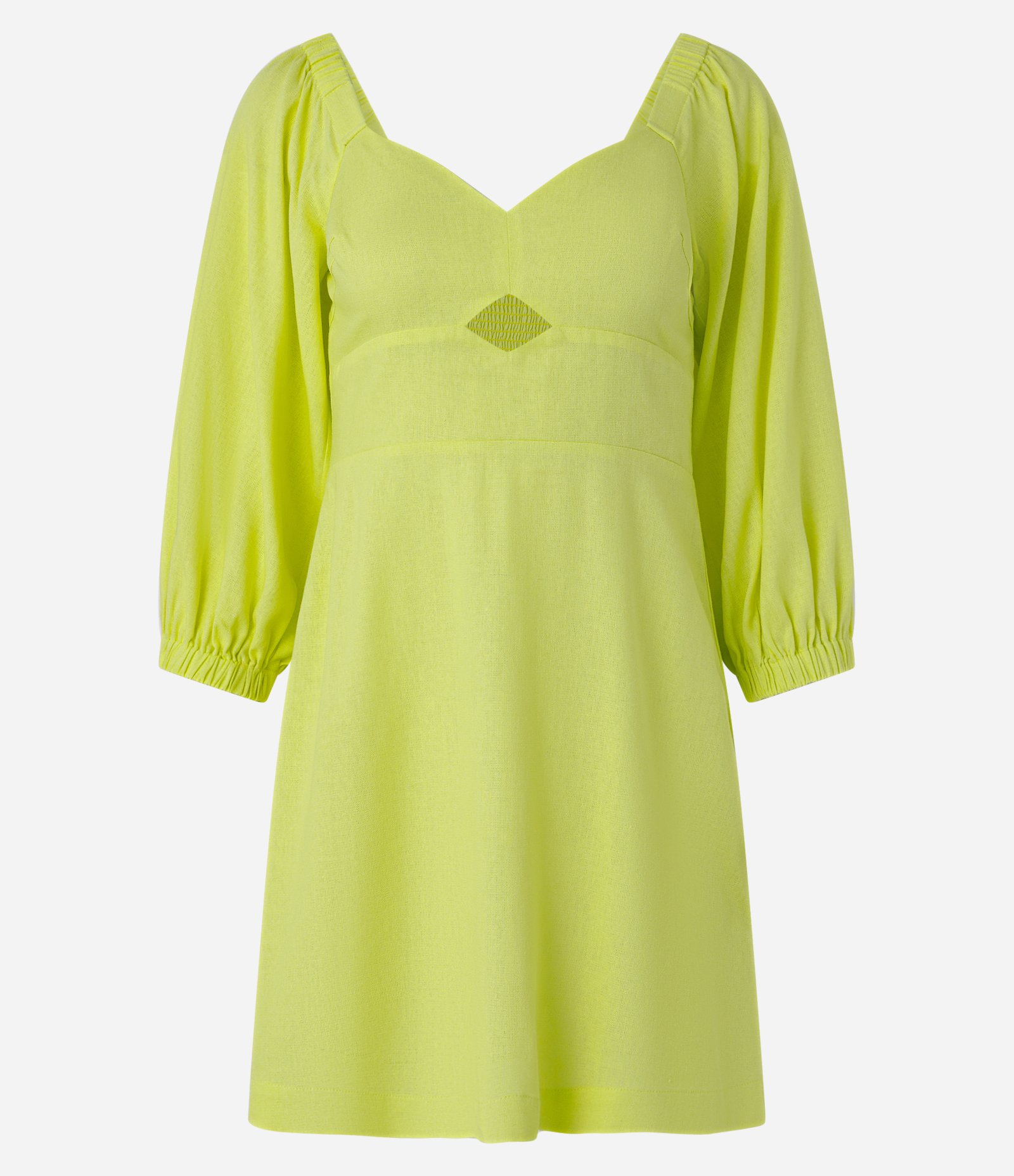 Vestido Curto em Viscose e Linho com Recorte no Busto Verde 5