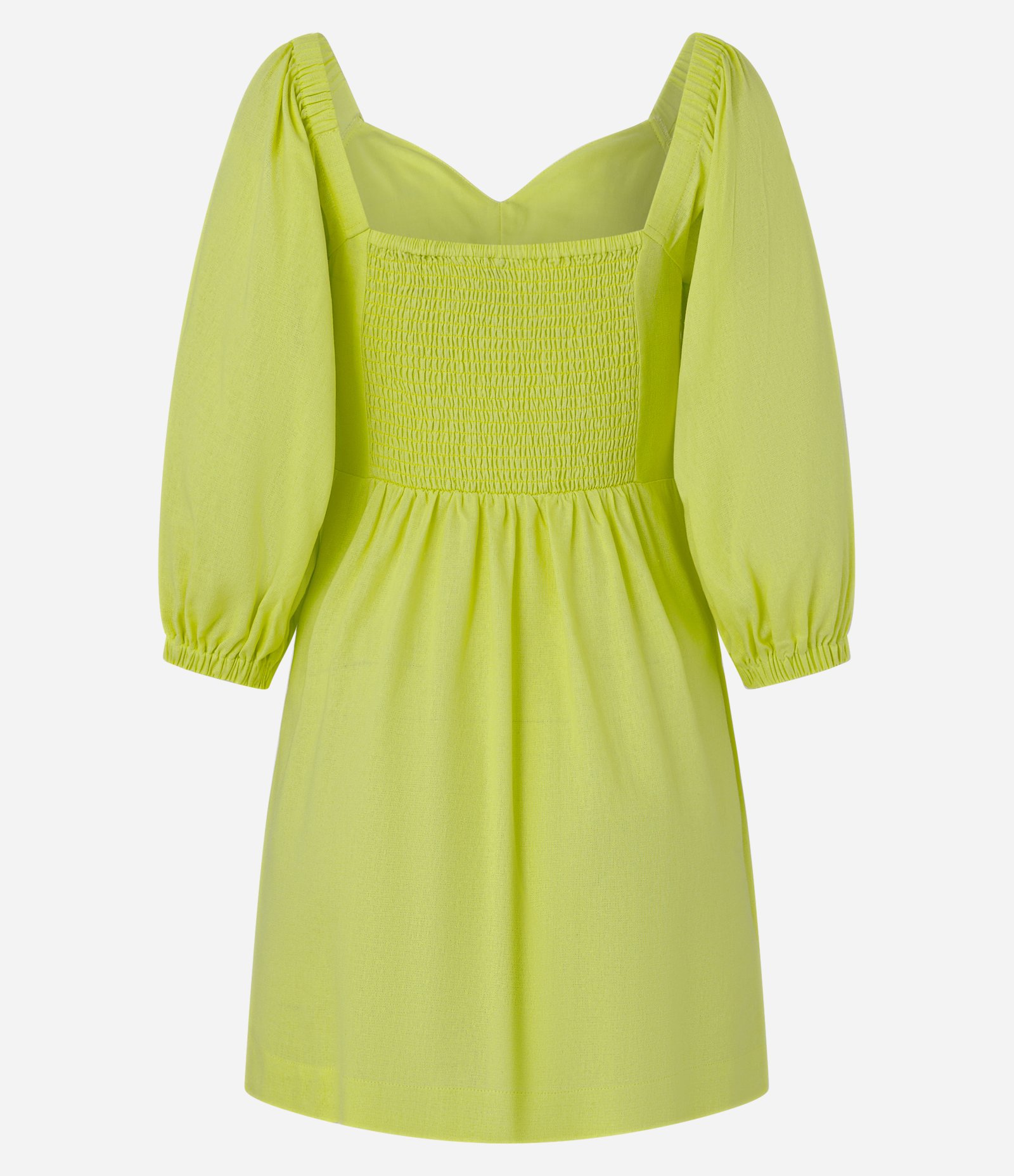 Vestido Curto em Viscose e Linho com Recorte no Busto Verde 6