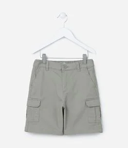 Bermuda Infantil em Sarja com Bolsos Cargo - Tam 5 a 14 Anos