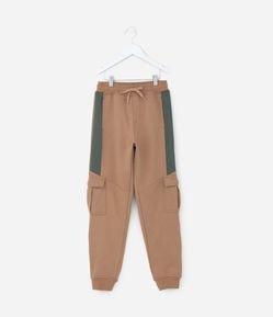 Calça Infantil em Moletom com Bolsos Cargo - Tam 5 a 14 Anos