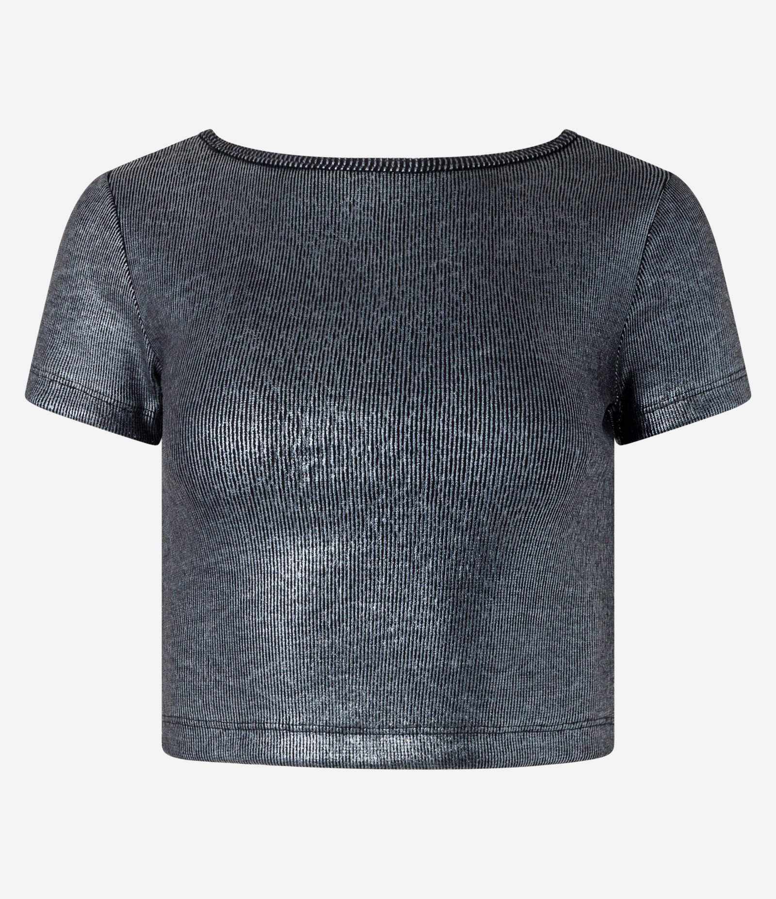 Blusa em Algodão com Fio Metalizado em Foil e Costas Abertas Preto 4