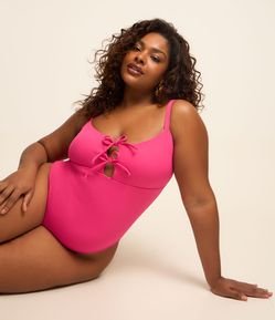Maiô em Poliamida com Lacinhos no Decote Curve & Plus Size