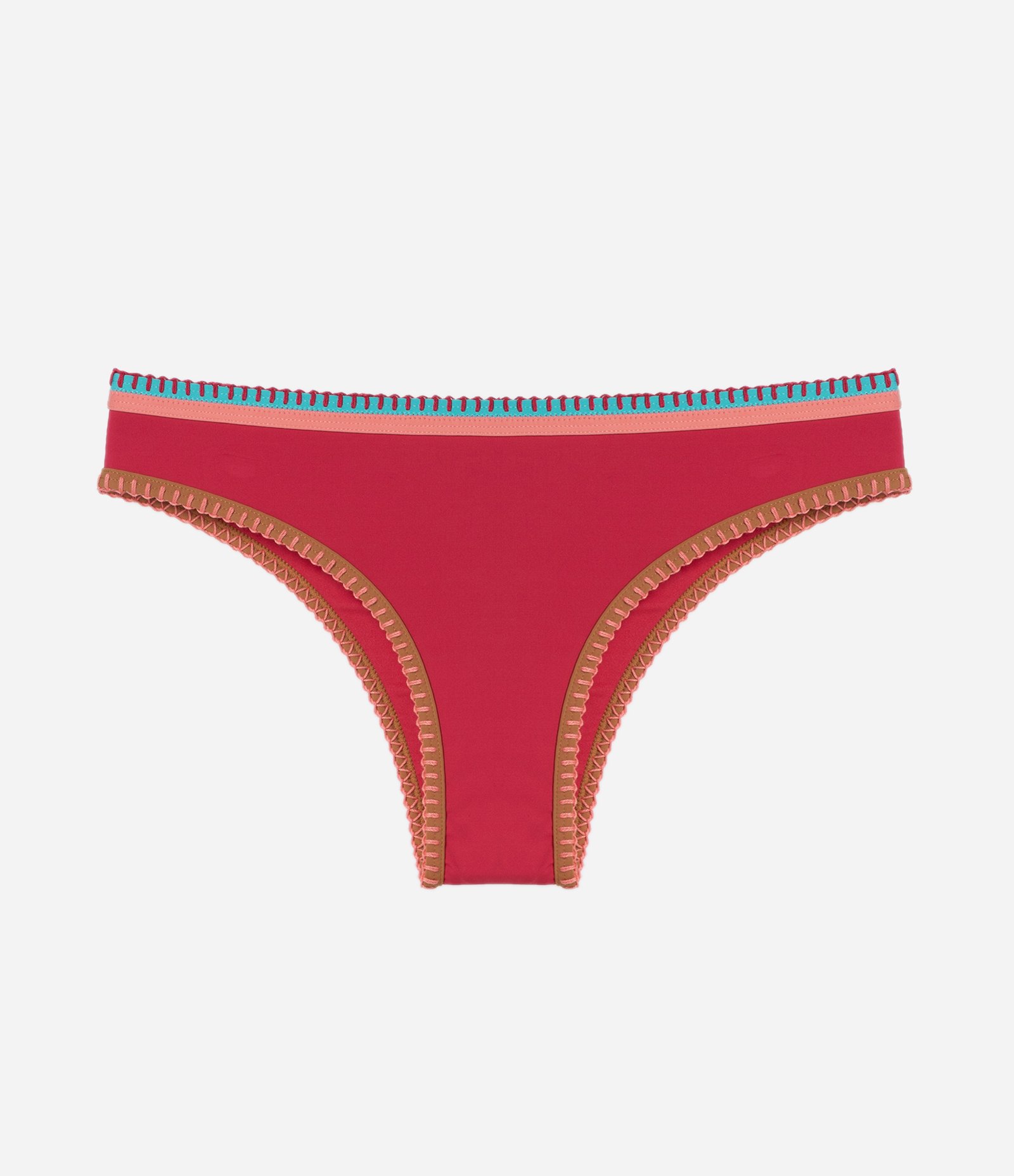 Biquíni Calcinha Microfibra com Costura Colorida e Viés Contrastante Vermelho 5