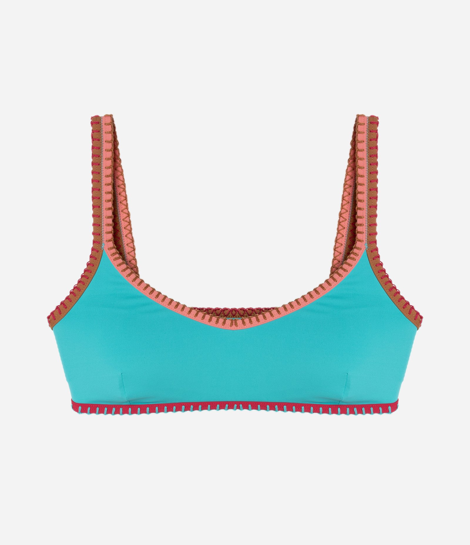 Biquíni Top Camisetinha em Microfibra com Costura Colorida e Viés Contrastante Verde 5