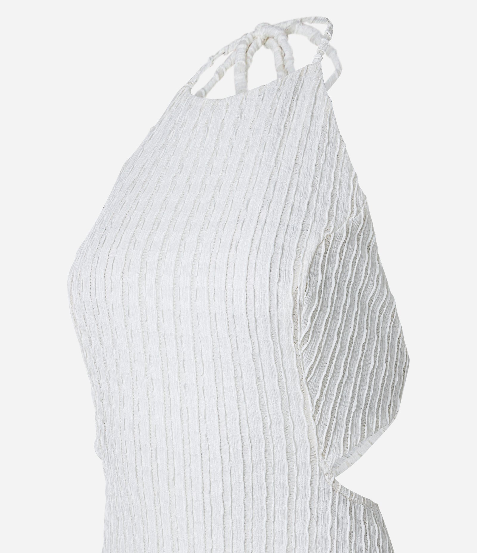 Vestido New Midi Cut Out com Textura Branco 7