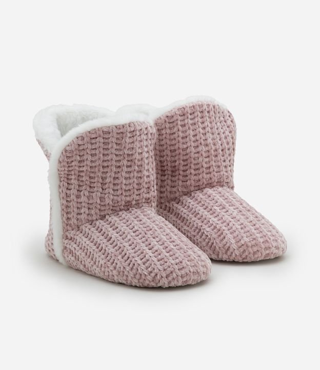 Pantufa Bota Texturizada com Pelinho Interno
