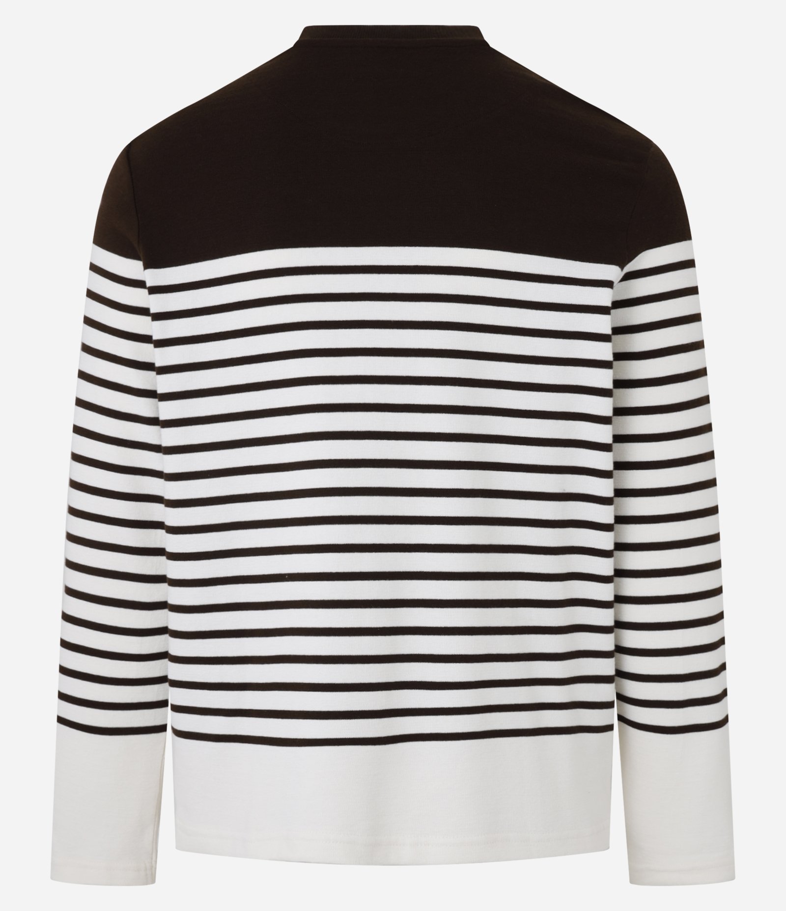 Camiseta em Algodão com Estampa Listrada e Bloco de Cores Marrom/Branco 8