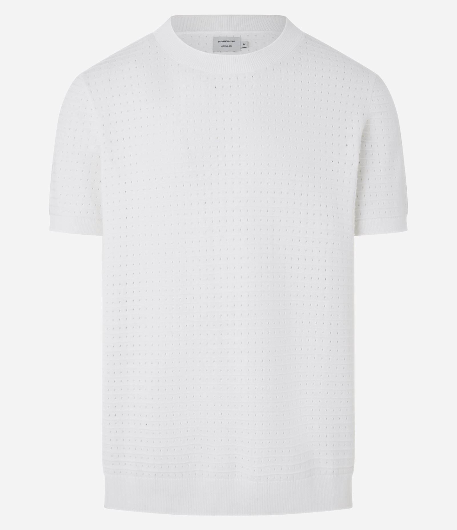 Camiseta Regular em Algodão com Textura em Furinhos Branco 5
