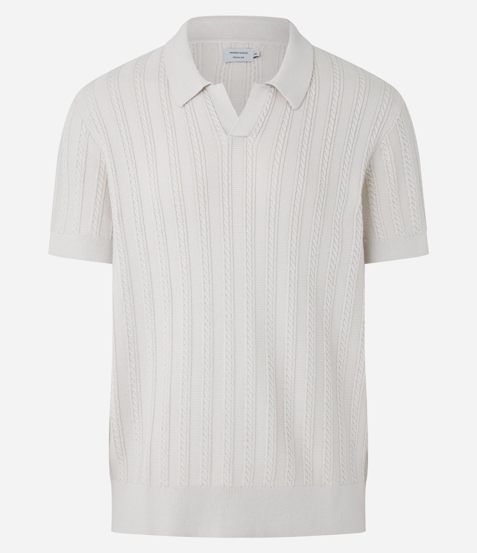 Camisa Polo Regular com Textura Trançada Bege 5