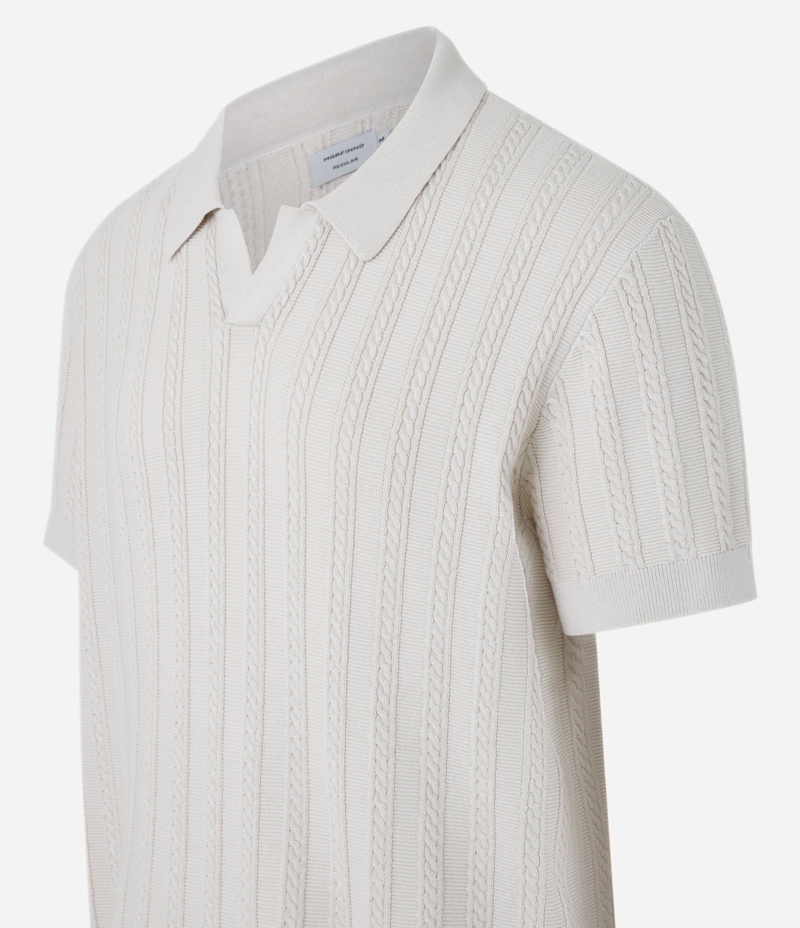 Camisa Polo Regular com Textura Trançada Bege 6