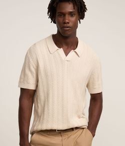 Camisa Polo Regular com Textura Trançada
