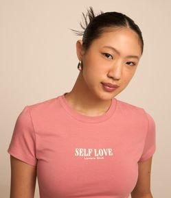 Blusa Baby Tee em Algodão com Estampa Self Love