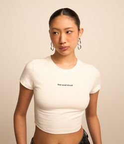 Blusa Baby Tee em Algodão com Lettering Hot and Tired
