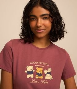 Blusa Baby Look em Algodão com Estampa de Ursinhos