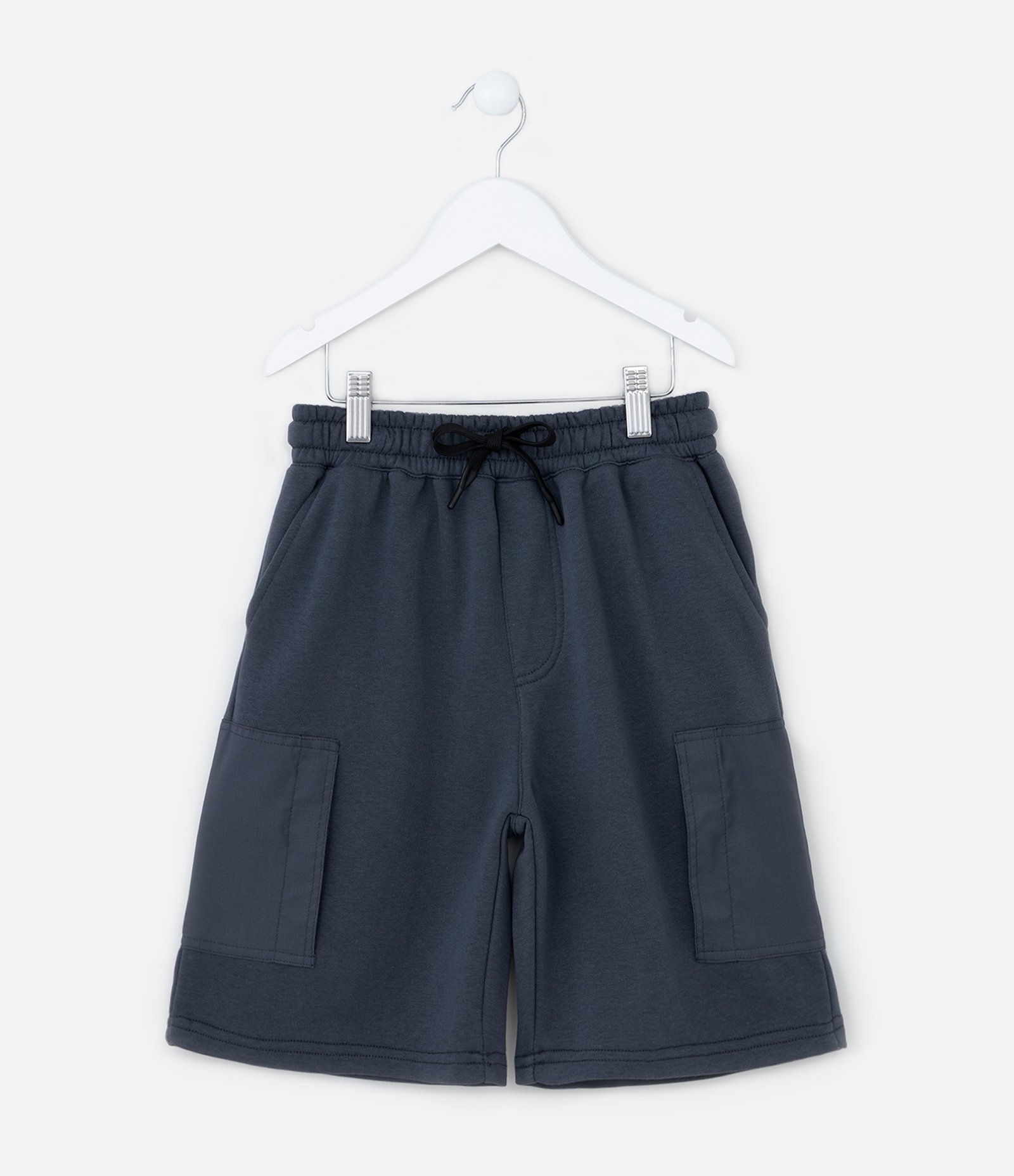 Bermuda Infantil em Moletom com Bolsos - Tam 5 a 14 Anos Azul 1