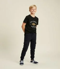 Calça Infantil em Moletom com Bolsos Cargo - Tam 5 a 14 Anos
