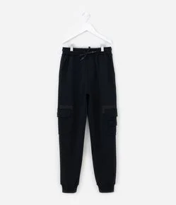 Calça Infantil em Moletom com Bolsos Cargo - Tam 5 a 14 Anos