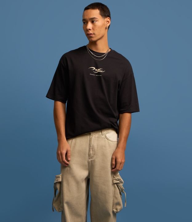 Calça Super Baggy em Sarja Estonada com Lavagem