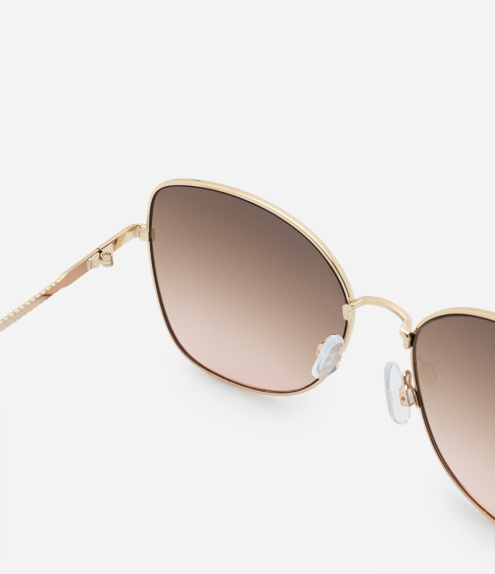 Óculos de Sol Quadrado em Metal e Lentes Degradê Dourado 3