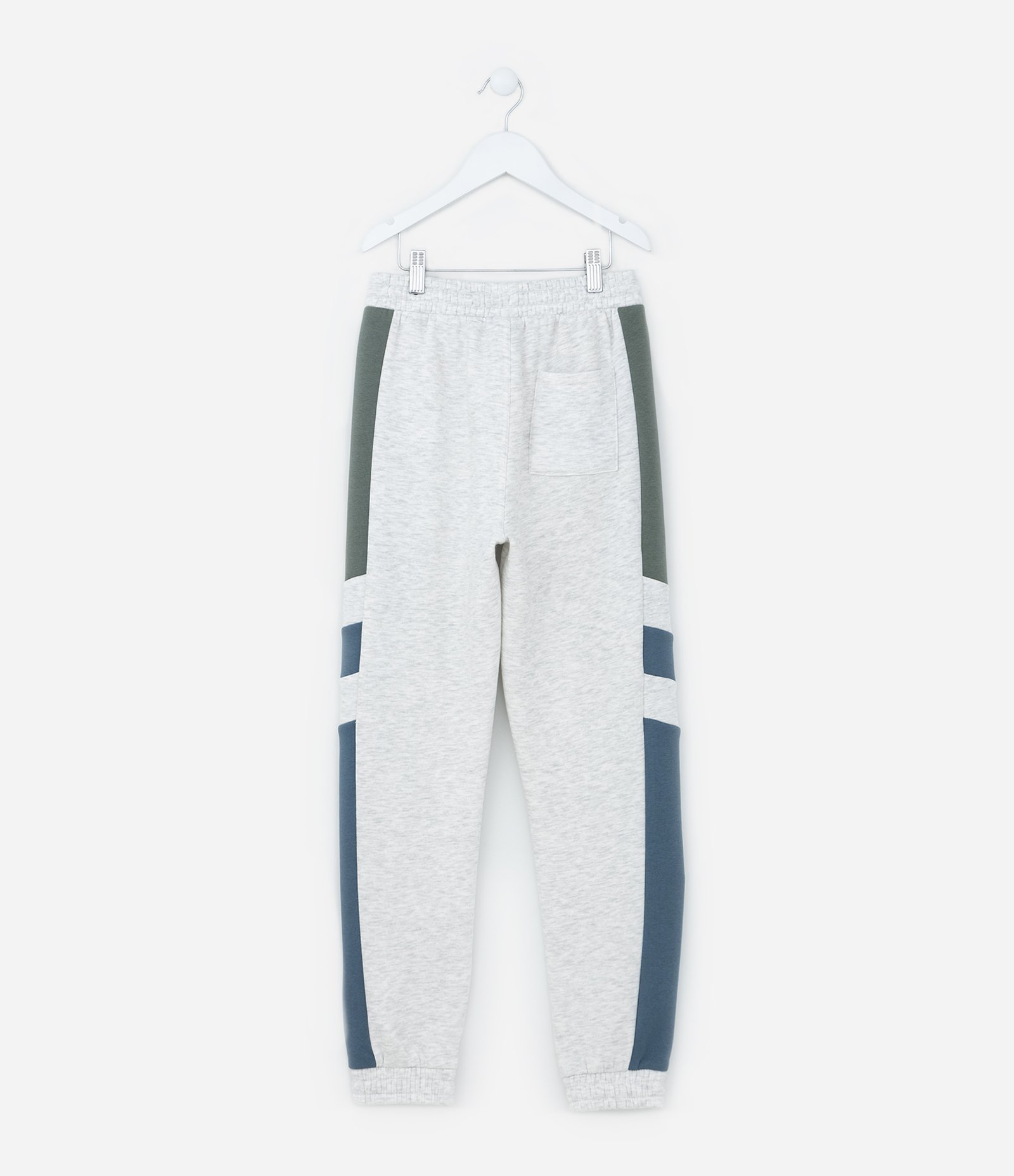 Calça Infantil em Moletom com Recorte Lateral - Tam  5 a 14 Anos Cinza Claro/Verde/Azul 2