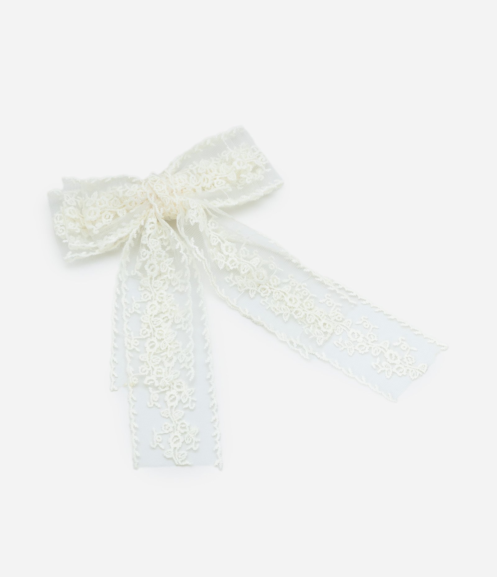 Presilha De Cabelo Laço com Renda em Poliéster Off White 1