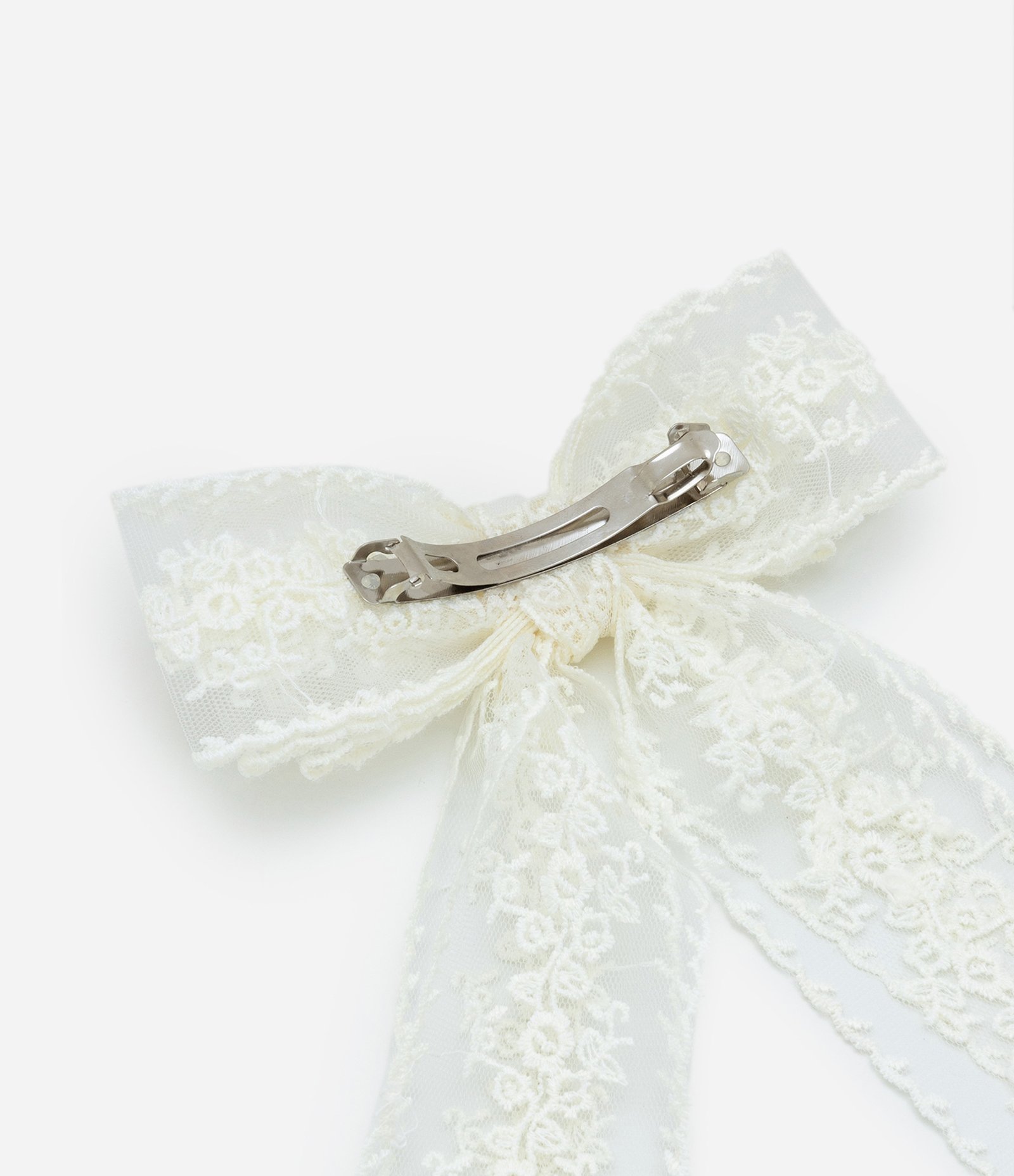 Presilha De Cabelo Laço com Renda em Poliéster Off White 3