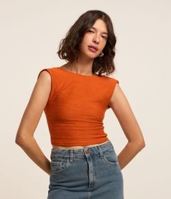 Blusa Sem Manga em Malha Texturizada com Costas Abertas