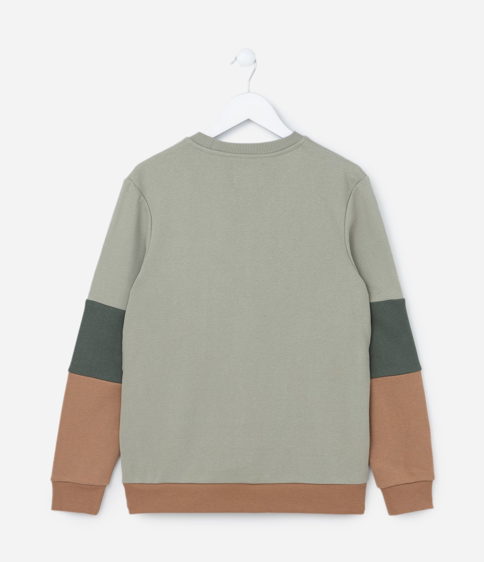 Casaco Infantil com Recortes Contrastantes - Tam 5 a 14 Anos Verde/Marrom 2