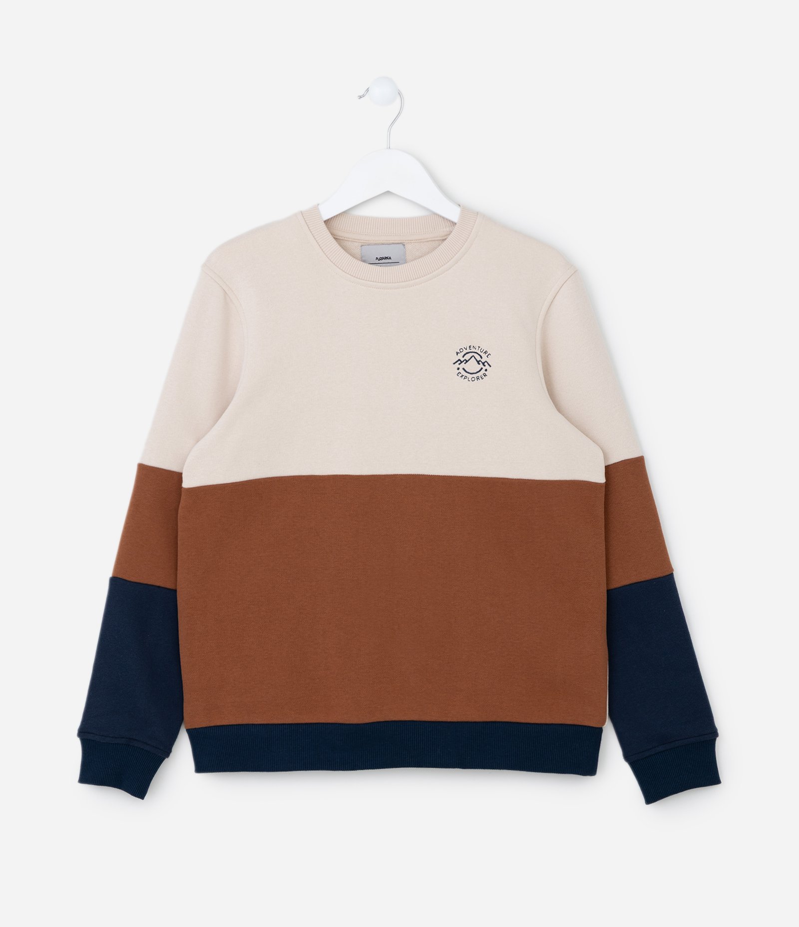 Casaco Infantil com Recortes Contrastantes - Tam 5 a 14 Anos Bege/Marrom 1