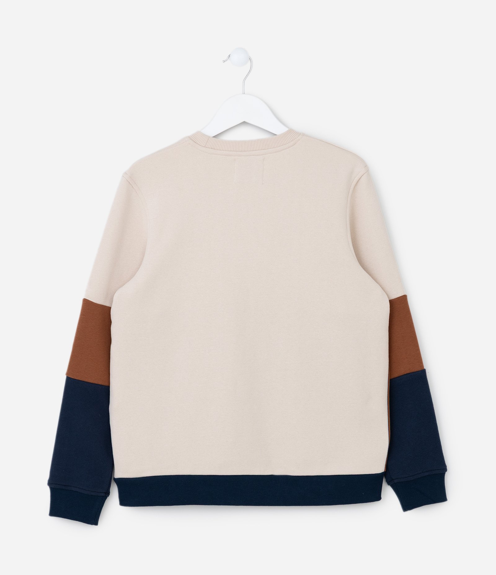 Casaco Infantil com Recortes Contrastantes - Tam 5 a 14 Anos Bege/Marrom 2