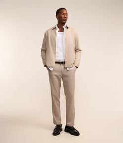 Calça Slim Alfaiataria com Estampa Xadrez em Fio Tinto