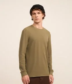 Camiseta Regular em Algodão com Textura